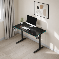 Γραφείο Gaming V1 Ξύλινο Black με Μεταλλικά Πόδια & LED 120x60x76εκ.