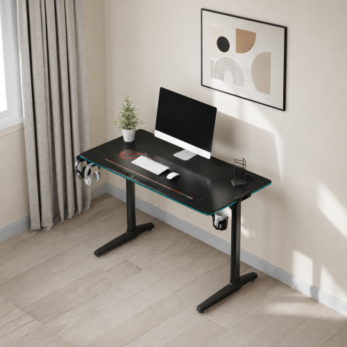Γραφείο Gaming V1 Ξύλινο Black με Μεταλλικά Πόδια & LED 120x60x76εκ. Γραφείο Gaming V1 Ξύλινο Black με Μεταλλικά Πόδια & LED 120x60x76εκ.