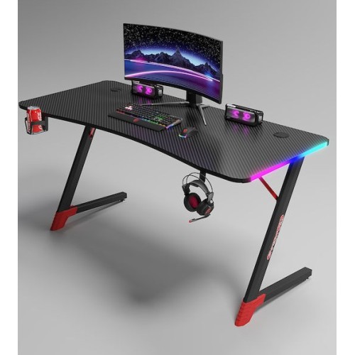 Γραφείο Gaming με φωτισμό RGB, υφή ανθρακονήματος και μεταλλικό σκελετό Μαύρο - Κόκκινο 120x60x75cm D2209-BLACK Γραφείο Gaming με φωτισμό RGB, υφή ανθρακονήματος και μεταλλικό σκελετό Μαύρο - Κόκκινο 120x60x75cm D2209-BLACK