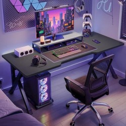 Γραφείο Gaming Ξύλινο Μαύρο με Μεταλλικά Πόδια 120x60x75εκ.