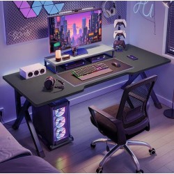 Γραφείο Gaming Ξύλινο Μαύρο με Μεταλλικά Πόδια 120x60x75εκ.