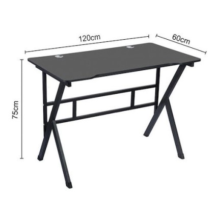 Γραφείο Gaming Ξύλινο Μαύρο με Μεταλλικά Πόδια 120x60x75εκ. Γραφείο Gaming Ξύλινο Μαύρο με Μεταλλικά Πόδια 120x60x75εκ.