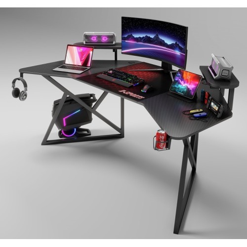 Γραφείο Gaming με υφή ανθρακονήματος, μεταλλικό σκελετό, θήκη ποτηριού και κρεμάστρα για ακουστικά Μαύρο 180x70x74cm D2204-Black Γραφείο Gaming με υφή ανθρακονήματος, μεταλλικό σκελετό, θήκη ποτηριού και κρεμάστρα για ακουστικά Μαύρο 180x70x74cm D2204-Black
