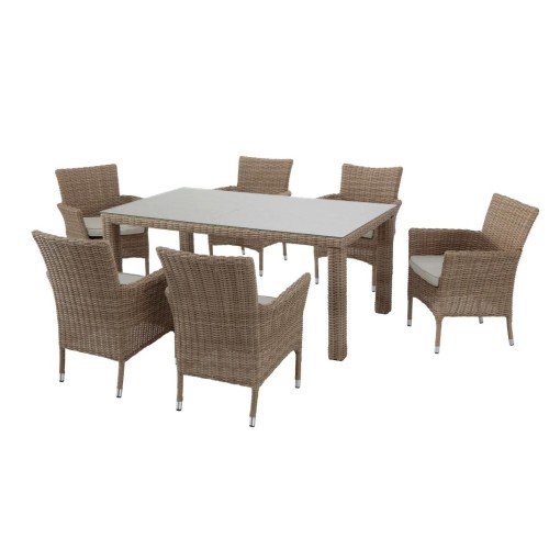 Τραπέζι Αλουμινίου Rattan 170x100x71cm Naterial Costa Rica μπεζ