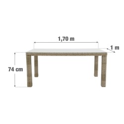 Τραπέζι Αλουμινίου Rattan 170x100x71cm Naterial Costa Rica μπεζ