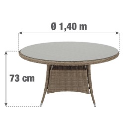 Τραπέζι Αλουμινίου Rattan Φ140 Naterial Costa Rica καφέ