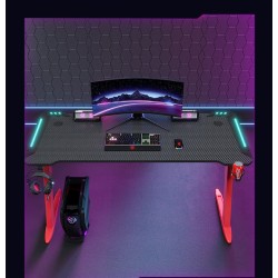 Γραφείο Gaming με φωτισμό RGB υφή ανθρακονήματος και μεταλλικό σκελετό Μαύρο - Κόκκινο 120x60x75cm Γραφείο Gaming με φωτισμό RGB υφή ανθρακονήματος και μεταλλικό σκελετό Μαύρο - Κόκκινο 120x60x75cm