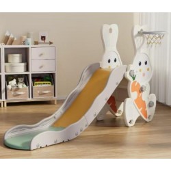 Πλαστική παιδική τσουλήθρα Κουνελάκι με μπασκέτα σε λευκό