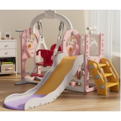 Πλαστική παιδική χαρά κο΄ύνια τσουλήθρα Βαρκούλα με τηλεσκόπιο και μπασκέτα σε ροζ