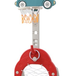 Πλαστική παιδική μπασκέτα Αυτοκινητάκι 4 σε 1 με τέρμα και κρίκους