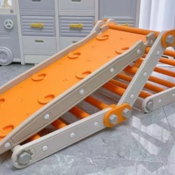 Ρυθμιζόμενη σκάλα αναρρίχησης με τσουλήθρα και τοίχο αναρρίχησης 4 τεμαχίων που διαμορφώνεται σε διάφορα σχήματα σε λευκό πορτοκαλί