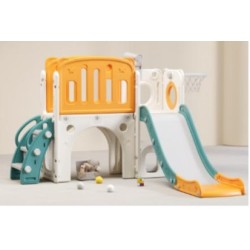 Πλαστική παιδική χαρά με τσουλήθρα μπασκέτα τηλεσκόπιο και τούνελ