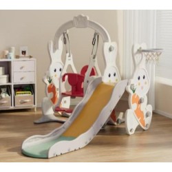 Πλαστική παιδική χαρά κο΄ύνια τσουλήθρα Κουνελάκι με μπασκέτα σε λευκό