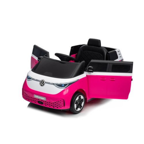 Ηλεκτροκίνητο παιδικό αυτοκίνητο Licensed Volkswagen ID BUZZ 12V με δερμάτινο κάθισμα και ελαστικά τύπου αυτοκινήτου ροζ