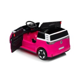 Ηλεκτροκίνητο παιδικό αυτοκίνητο Licensed Volkswagen ID BUZZ 12V με δερμάτινο κάθισμα και ελαστικά τύπου αυτοκινήτου ροζ
