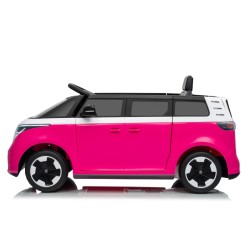 Ηλεκτροκίνητο παιδικό αυτοκίνητο Licensed Volkswagen ID BUZZ 12V με δερμάτινο κάθισμα και ελαστικά τύπου αυτοκινήτου ροζ