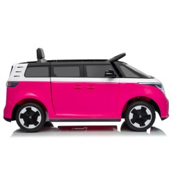 Ηλεκτροκίνητο παιδικό αυτοκίνητο Licensed Volkswagen ID BUZZ 12V με δερμάτινο κάθισμα και ελαστικά τύπου αυτοκινήτου ροζ
