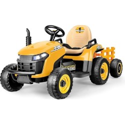 Ηλεκτροκίνητο παιδικό τρακτέρ με τρέιλερ 24V ηλικίας 3-8 ετών κίτρινο