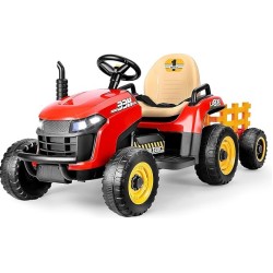 Ηλεκτροκίνητο παιδικό τρακτέρ με τρέιλερ 24V ηλικίας 3-8 ετών κόκκινο