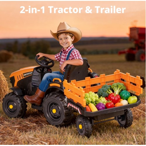 Ηλεκτροκίνητο παιδικό τρακτέρ με τρέιλερ Licensed JCB 12V ηλικίας 3-8 ετών