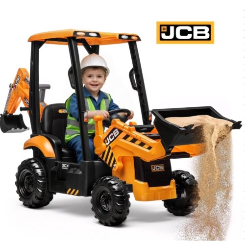 Ηλεκτροκίνητη παιδική μπουλντόζα - εκσκαφέας με καμπίνα Licensed JCB 12V ηλικίας 3-7 ετών