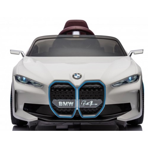 Ηλεκτροκίνητο παιδικό αυτοκίνητο Licensed BMW I4 12V με δερμάτινα καθίσματα και ελαστικά αυτοκινήτου λευκό