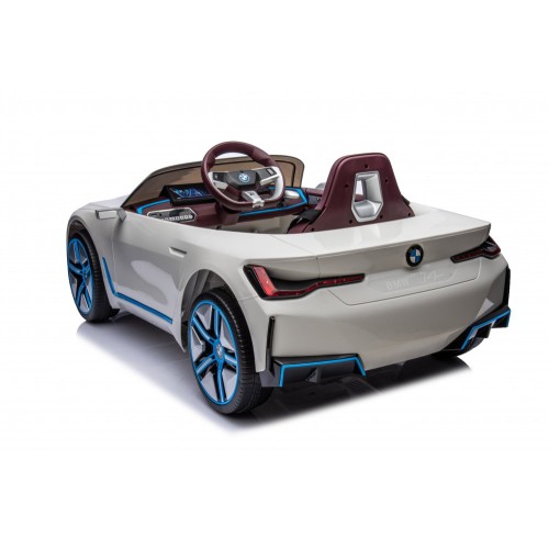 Ηλεκτροκίνητο παιδικό αυτοκίνητο Licensed BMW I4 12V με δερμάτινα καθίσματα και ελαστικά αυτοκινήτου λευκό
