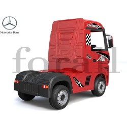 Ηλεκτροκίνητο Παιδικό Φορτηγό με τρέιλερ Mercedes Benz Actros Licensed 12V με Δερμάτινο Κάθισμα και Λάστιχα Τύπου Αυτοκινήτου Κόκκινο