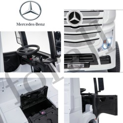 Ηλεκτροκίνητο Παιδικό Φορτηγό Mercedes Benz Actros Licensed 12V με Δερμάτινο Κάθισμα και Λάστιχα Τύπου Αυτοκινήτου Λευκό 