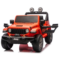 Ηλεκτροκίνητο Παιδικό Αυτοκίνητο Licensed Wrangler Rubicon Διθέσιο 24v πορτοκαλί με δερμάτινα καθίσματα και ελαστικά τύπου αυτοκινήτου