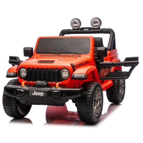 Ηλεκτροκίνητο Παιδικό Αυτοκίνητο Licensed Wrangler Rubicon Διθέσιο 24v πορτοκαλί με δερμάτινα καθίσματα και ελαστικά τύπου αυτοκινήτου