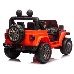 Ηλεκτροκίνητο Παιδικό Αυτοκίνητο Licensed Wrangler Rubicon Διθέσιο 24v πορτοκαλί με δερμάτινα καθίσματα και ελαστικά τύπου αυτοκινήτου