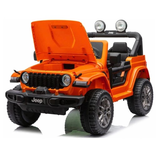 Ηλεκτροκίνητο Παιδικό Αυτοκίνητο Licensed Wrangler Rubicon Διθέσιο 24v πορτοκαλί με δερμάτινα καθίσματα και ελαστικά τύπου αυτοκινήτου