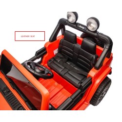 Ηλεκτροκίνητο Παιδικό Αυτοκίνητο Licensed Wrangler Rubicon Διθέσιο 24v πορτοκαλί με δερμάτινα καθίσματα και ελαστικά τύπου αυτοκινήτου