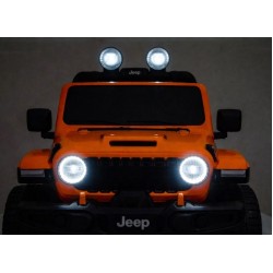 Ηλεκτροκίνητο Παιδικό Αυτοκίνητο Licensed Wrangler Rubicon Διθέσιο 24v πορτοκαλί με δερμάτινα καθίσματα και ελαστικά τύπου αυτοκινήτου
