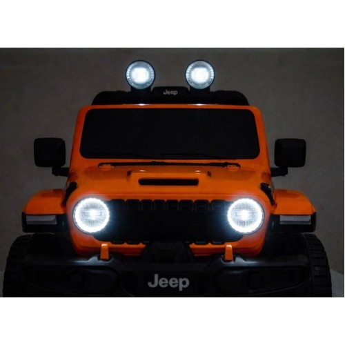 Ηλεκτροκίνητο Παιδικό Αυτοκίνητο Licensed Wrangler Rubicon Διθέσιο 24v πορτοκαλί με δερμάτινα καθίσματα και ελαστικά τύπου αυτοκινήτου