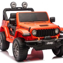 Ηλεκτροκίνητο Παιδικό Αυτοκίνητο Licensed Wrangler Rubicon Διθέσιο 24v πορτοκαλί με δερμάτινα καθίσματα και ελαστικά τύπου αυτοκινήτου