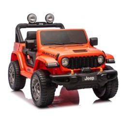 Ηλεκτροκίνητο Παιδικό Αυτοκίνητο Licensed Wrangler Rubicon Διθέσιο 24v πορτοκαλί με δερμάτινα καθίσματα και ελαστικά τύπου αυτοκινήτου