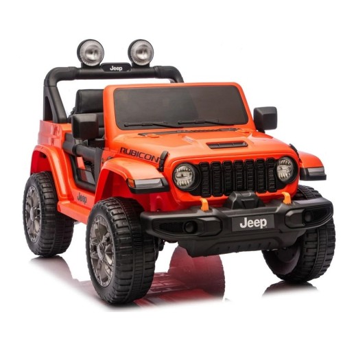 Ηλεκτροκίνητο Παιδικό Αυτοκίνητο Licensed Wrangler Rubicon Διθέσιο 24v πορτοκαλί με δερμάτινα καθίσματα και ελαστικά τύπου αυτοκινήτου
