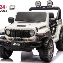 Ηλεκτροκίνητο Παιδικό Αυτοκίνητο Licensed Wrangler Rubicon Διθέσιο 24v λευκό με δερμάτινα καθίσματα και ελαστικά τύπου αυτοκινήτου
