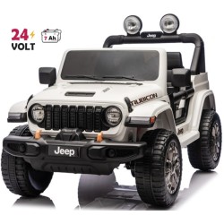 Ηλεκτροκίνητο Παιδικό Αυτοκίνητο Licensed Wrangler Rubicon Διθέσιο 24v λευκό με δερμάτινα καθίσματα και ελαστικά τύπου αυτοκινήτου Ηλεκτροκίνητο Παιδικό Αυτοκίνητο Licensed Wrangler Rubicon Διθέσιο 24v λευκό με δερμάτινα καθίσματα και ελαστικά τύπου αυτοκινήτου