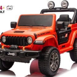 Ηλεκτροκίνητο Παιδικό Αυτοκίνητο Licensed Wrangler Rubicon Διθέσιο 24v πορτοκαλί με δερμάτινα καθίσματα και ελαστικά τύπου αυτοκινήτου