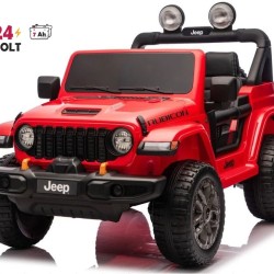 Ηλεκτροκίνητο Παιδικό Αυτοκίνητο Licensed Wrangler Rubicon Διθέσιο 24v κόκκινο με δερμάτινα καθίσματα και ελαστικά τύπου αυτοκινήτου