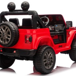 Ηλεκτροκίνητο Παιδικό Αυτοκίνητο Licensed Wrangler Rubicon Διθέσιο 24v κόκκινο με δερμάτινα καθίσματα και ελαστικά τύπου αυτοκινήτου