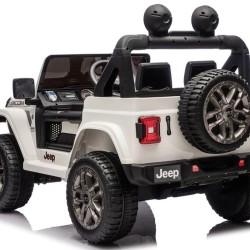Ηλεκτροκίνητο Παιδικό Αυτοκίνητο Licensed Wrangler Rubicon Διθέσιο 24v λευκό με δερμάτινα καθίσματα και ελαστικά τύπου αυτοκινήτου