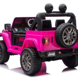 Ηλεκτροκίνητο Παιδικό Αυτοκίνητο Licensed Wrangler Rubicon Διθέσιο 24v ροζ με δερμάτινα καθίσματα και ελαστικά τύπου αυτοκινήτου