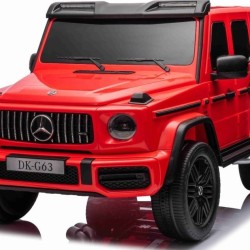 Ηλεκτροκίνητο Παιδικό αυτοκίνητο Διθέσιο Licensed Mercedes AMG G63 12V με 4 μοτέρ δερμάτινα καθίσματα και ελαστικά τύπου αυτοκινήτου σε κόκκινο