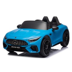 Ηλεκτροκίνητο Παιδικό αυτοκίνητο Licensed Mercedes AMG SL63 12V με δερμάτινα καθίσματα και ελαστικά τύπου αυτοκινήτου σε μπλε
