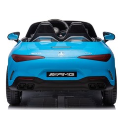 Ηλεκτροκίνητο Παιδικό αυτοκίνητο Licensed Mercedes AMG SL63 12V με δερμάτινα καθίσματα και ελαστικά τύπου αυτοκινήτου σε μπλε