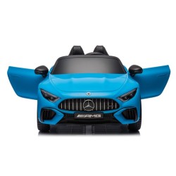 Ηλεκτροκίνητο Παιδικό αυτοκίνητο Licensed Mercedes AMG SL63 12V με δερμάτινα καθίσματα και ελαστικά τύπου αυτοκινήτου σε μπλε